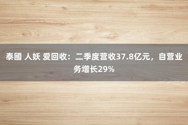 泰國 人妖 爱回收：二季度营收37.8亿元，自营业务增长29%